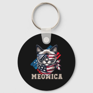 Porte-clés Drapeau Américain Drôle Mème Chat Patriotique Meow