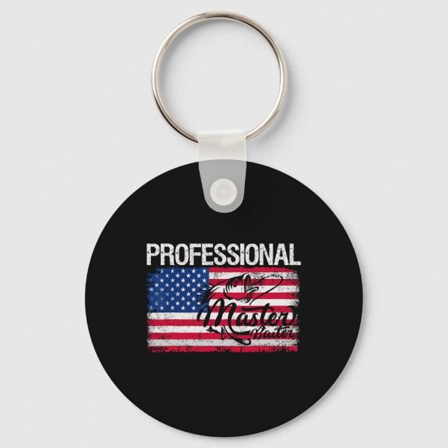Porte-clés Drapeau Américain Drôle Pêche Rétro Mas Profession (Recto)