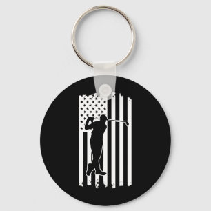 Porte-clés Drapeau américain du 4 juillet Golf Course Sports
