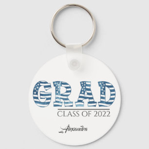 Porte-clés Drapeau américain élégant Graduation de texte pers