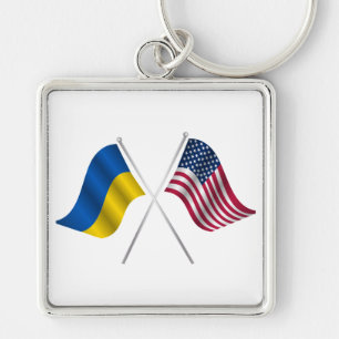 Porte-clés drapeau américain et ukrainien 