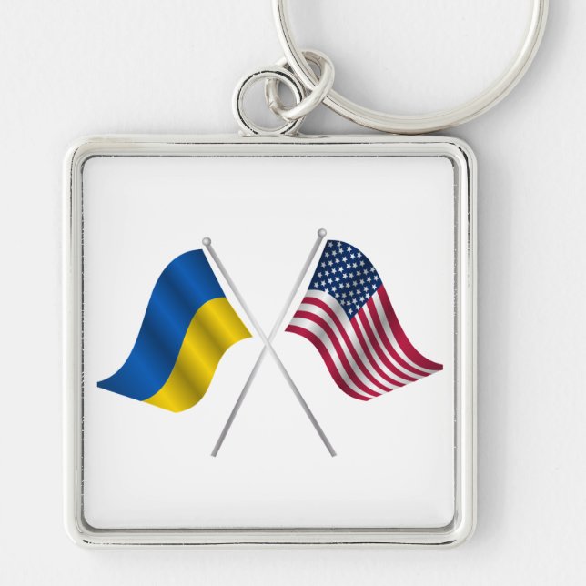 Porte-clés drapeau américain et ukrainien  (Devant)
