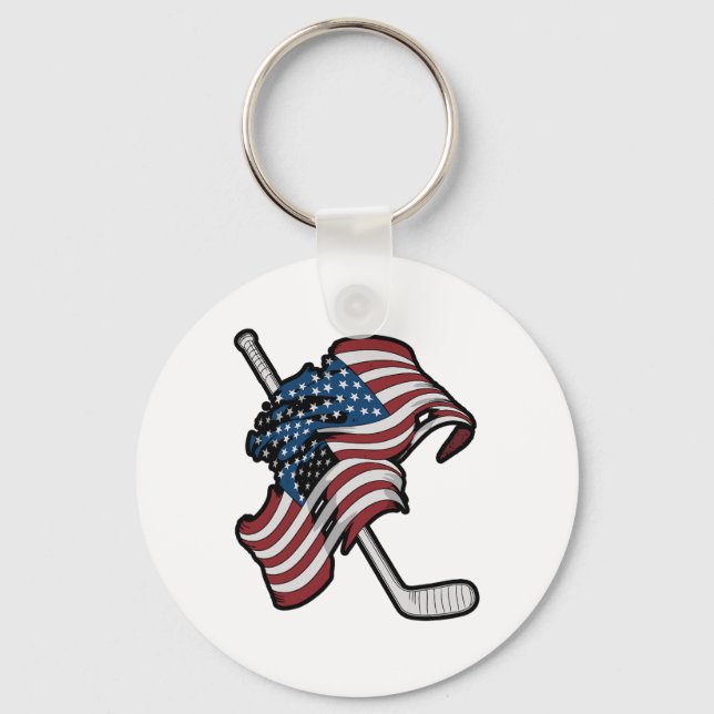 Porte-clés Drapeau américain fait de bâtons de hockey  (Recto)