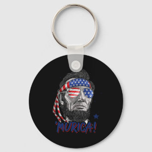 Porte-clés Drapeau américain féminin Lincoln 4 juillet Murica