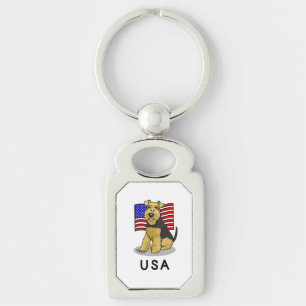 Porte-clés Drapeau américain Gallois Terrier Chien mignon Pat
