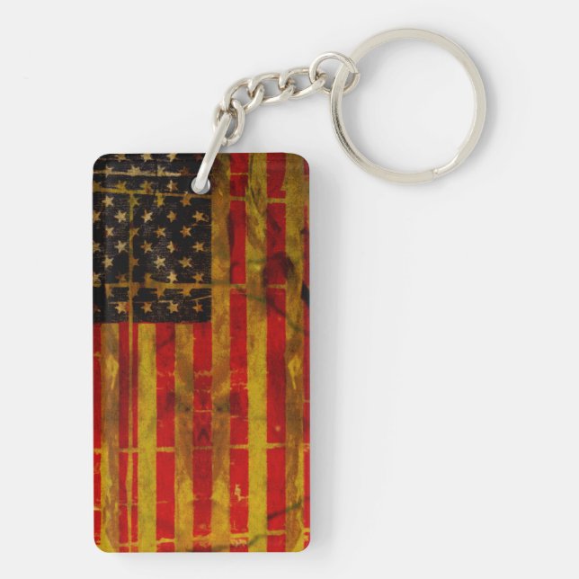Porte-clés Drapeau américain grunge des Etats-Unis (Dos)
