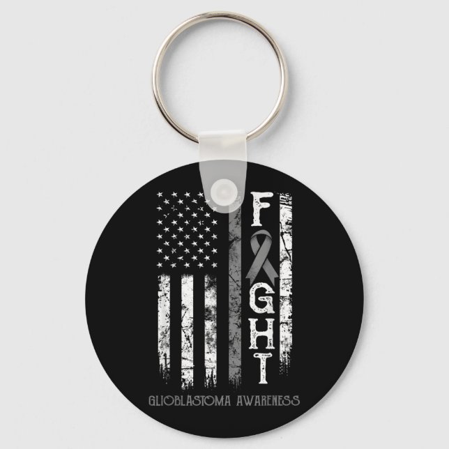 Porte-clés Drapeau américain guerrier glioblastome (Recto)