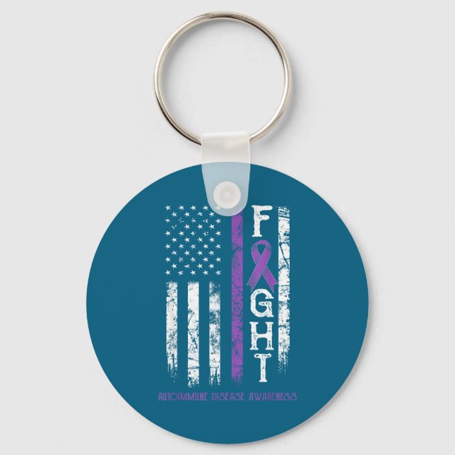 Porte-clés Drapeau américain guerrier maladie auto-immune (Recto)