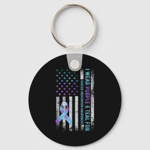 Porte-clés Drapeau américain Je porte du violet et du sarcell