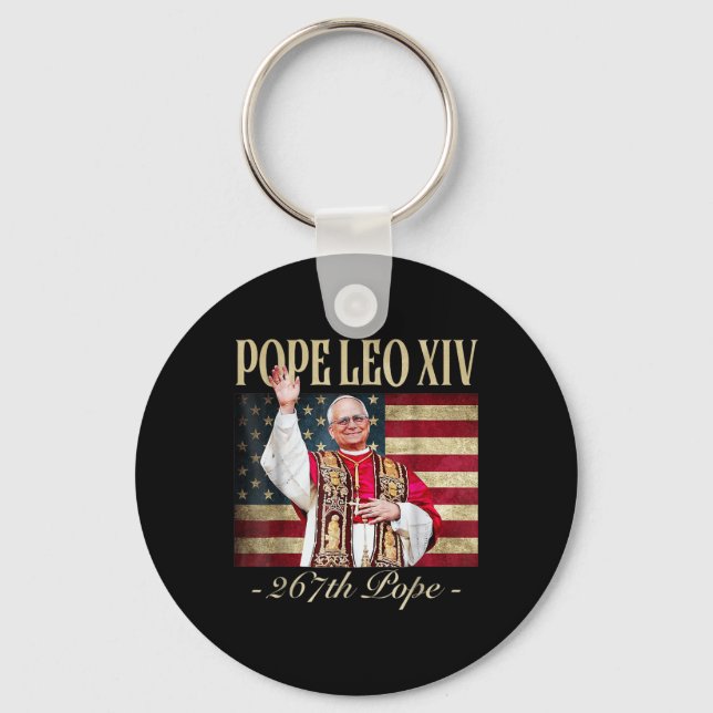 Porte-clés Drapeau américain Leo Xiv 267th U.s. Catholic Ret (Recto)