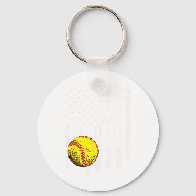 Porte-clés Drapeau américain Mimi Softball Hommes Femmes Vint (Recto)