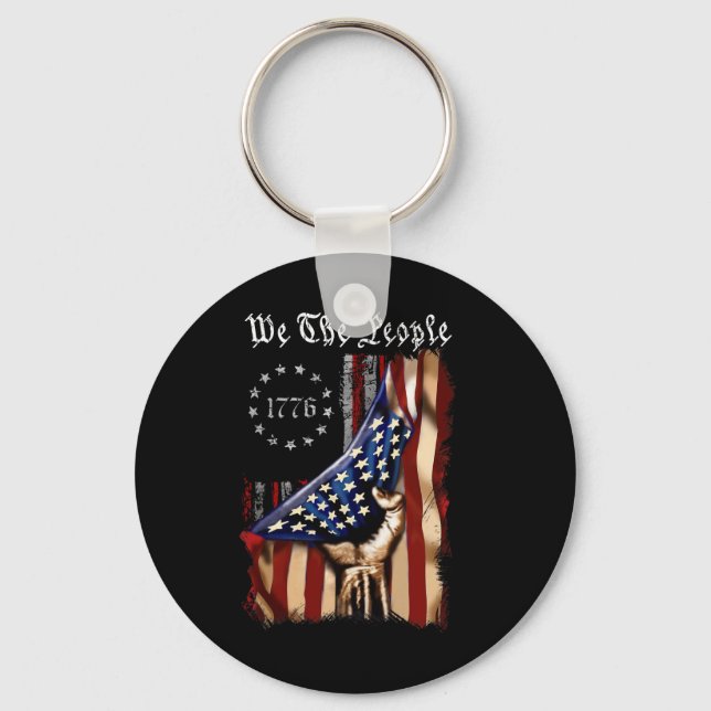 Porte-clés Drapeau Américain Nous Le Peuple Histoire 1776 4 J (Recto)