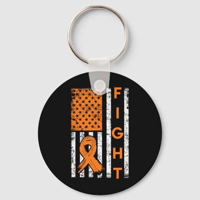 Porte-clés Drapeau américain Orange Ribbon Leukemia Awar (Recto)