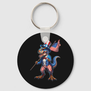 Porte-clés Drapeau américain patriotique 4 juillet T-rex Dino