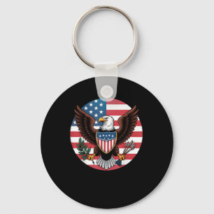 Porte-clés Drapeau Américain Patriotique Usa Eagle Shield 4èm