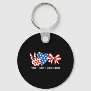 Porte-clés Drapeau américain Peace Love Cheerleader Cheerlea