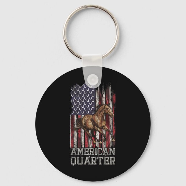 Porte-clés Drapeau américain Quartier américain Cheval Lover1 (Recto)