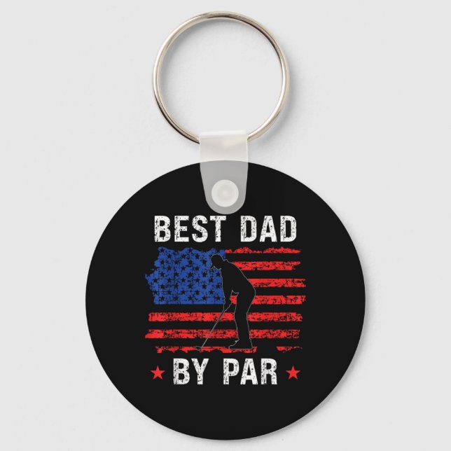 Porte-clés Drapeau américain rétro Meilleur Papa (Recto)