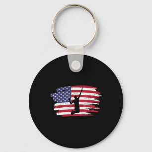 Porte-clés Drapeau américain rétro vintage de badminton du 4
