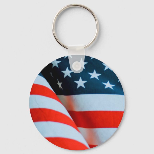Porte-clés Drapeau américain rouge blanc et bleu (Recto)