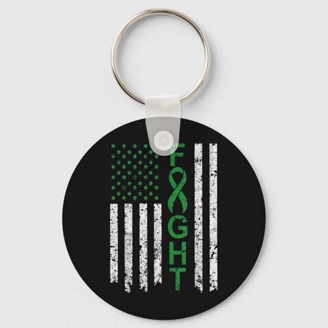 Porte-clés Drapeau américain ruban vert santé mentale combat  (Recto)