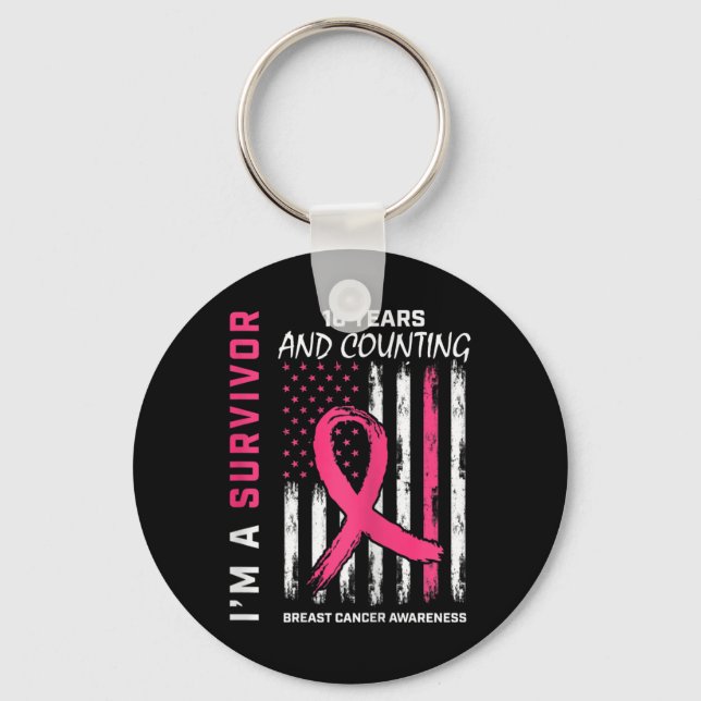 Porte-clés Drapeau américain - Sensibilisation rose 16 ans (Recto)