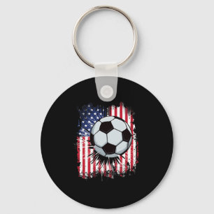 Porte-clés Drapeau américain Soccer Vintage 4 juillet Patri