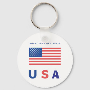 Porte-clés Drapeau américain "Sweet Land of Liberty"
