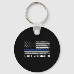 Porte-clés Drapeau américain Thin Blue Line Blue Lives Police