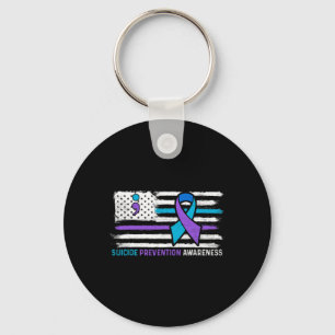 Porte-clés Drapeau américain Turquoise violet ruban sensibili