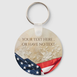 Porte-clés Drapeau américain USA Patriotique Vintage Floral L