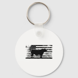 Porte-clés Drapeau américain Usa - Vache Américaine Angus Noi
