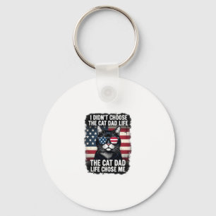 Porte-clés Drapeau américain vintage chat papa Fête des pères