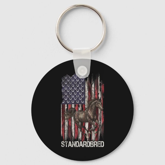 Porte-clés Drapeau américain vintage Cheval Lover1 (Recto)