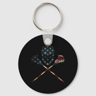 Porte-clés Drapeau américain vintage drôle de lacrosse Usa sp