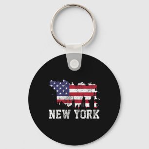 Porte-clés Drapeau américain vintage New York City Nyc Skylin