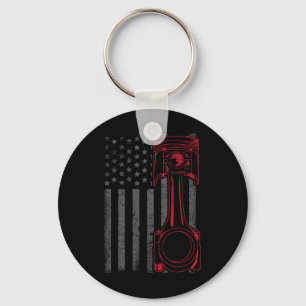 Porte-clés Drapeau américain vintage Piston Drôle Muscle Car 