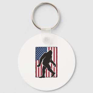 Porte-clés Drapeau américain vintage silhouette Bigfoot vecte