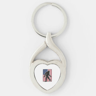 Porte-clés Drapeau américain vintage silhouette Bigfoot vecte