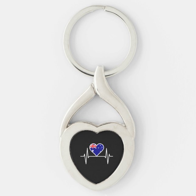 Porte-clés Drapeau Australie Battement de coeur (Devant)