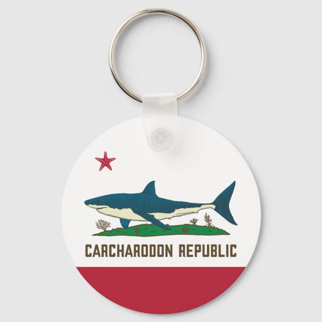 Porte-clés Drapeau blanc Carcharodon République de Californie (Recto)
