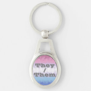 Porte-clés Drapeau Boho Soft Personnalisable Pronoun Bigender