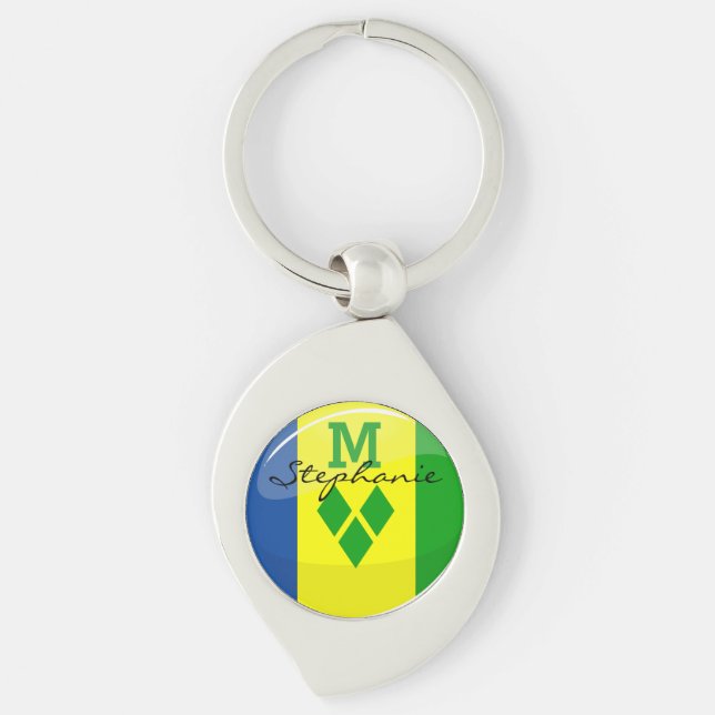 Porte-clés Drapeau brillant Saint-Vincent-et-les Grenadines (Devant)