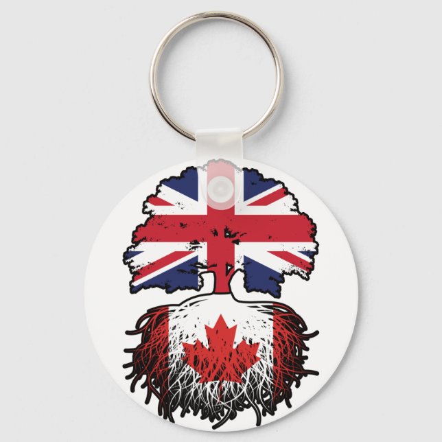 Porte-clés drapeau canadien britannique des racines de l'arbr (Recto)