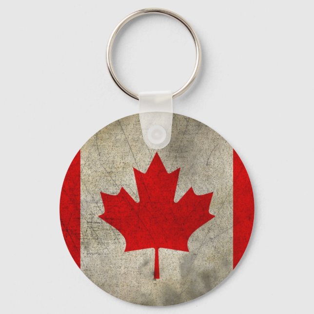 Porte-clés Drapeau canadien vintage Feuille d'érable (Recto)