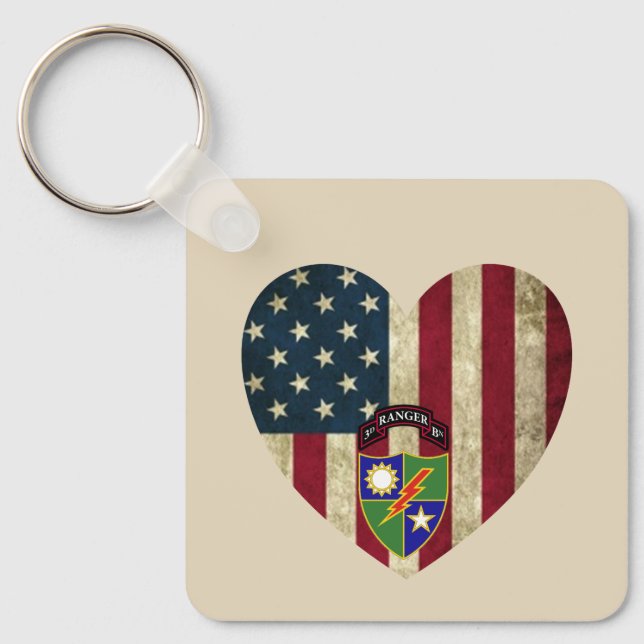Porte-clés Drapeau cardiaque américain du 3e Bataillon 75e Ra (Recto)