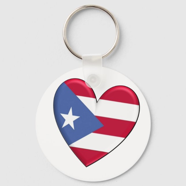 Porte-clés Drapeau cardiaque Porto Rico (Recto)