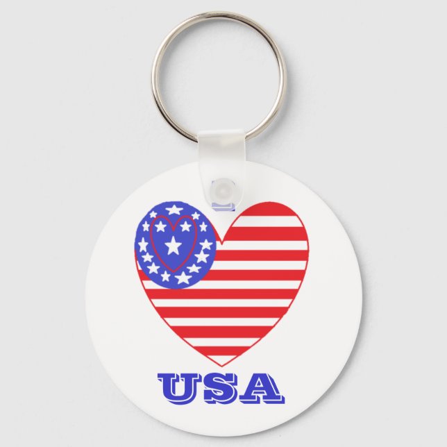 Porte-clés Drapeau cardiaque USA (Recto)
