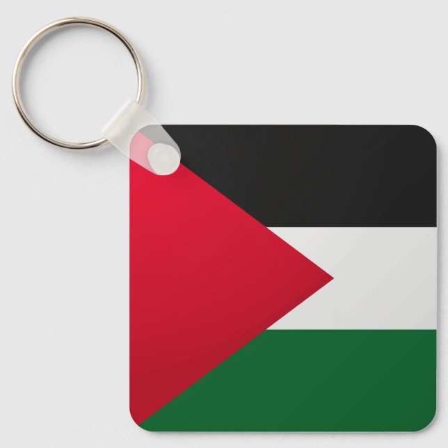 Porte-clés Drapeau Carré brillant de Palestine (Recto)