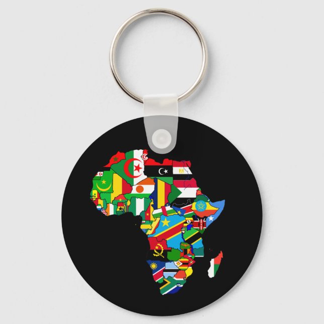 Porte-clés Drapeau Carte des drapeaux d'Afrique - Cadeau de c (Recto)